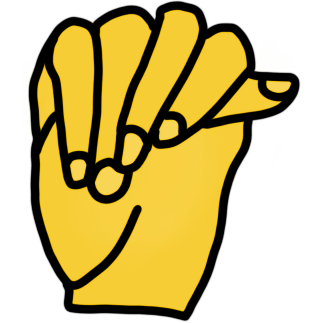 an emoji yellow hand showing the Steinberg sign, which is a thumb poking out the other end of a closed fist.